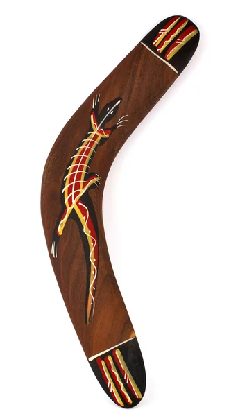 Beyaz arka plan üzerinde izole Avustralyalı bumerang — Stok fotoğraf