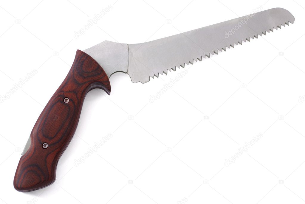 Knife with wood handle and exchangeable blade isolated on white background