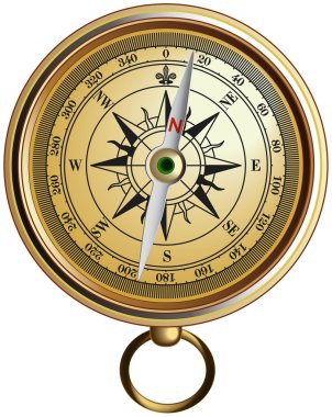 Vector realistic represented compass clipart