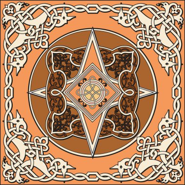 Ancient old russian vector pattern clipart