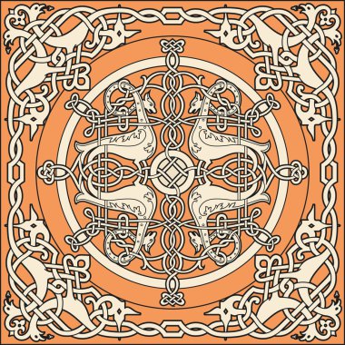 Ancient old russian vector pattern clipart