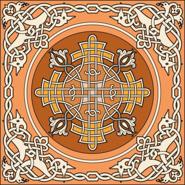 Ancient old russian vector pattern clipart