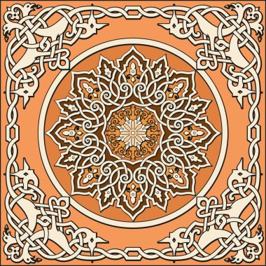 Ancient old russian vector pattern clipart