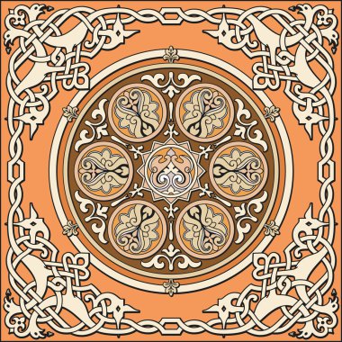 Ancient old russian vector pattern clipart