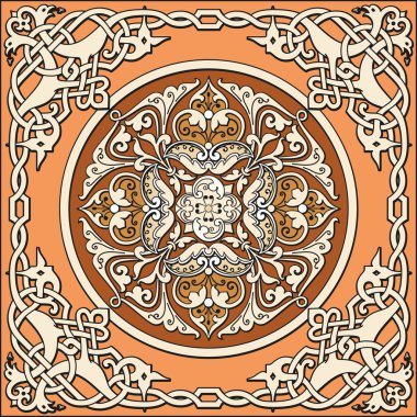 Ancient old russian vector pattern clipart