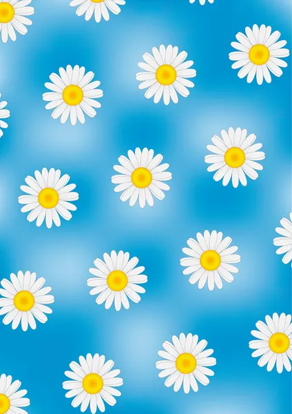 蓝色矢量背景上的雏菊 — 图库矢量图片