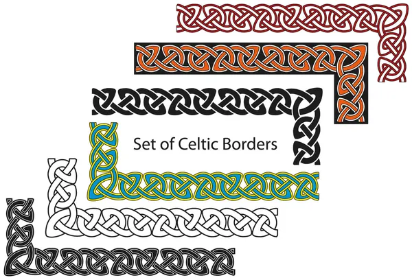 Vektor uppsättning av keltisk stil gränser — Stock vektor
