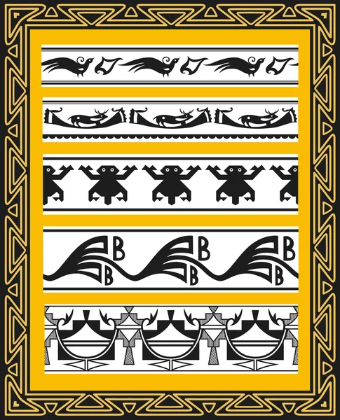 古代アメリカインディアン パターンのセット — ストックベクタ