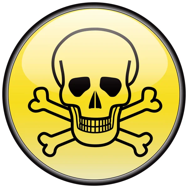 Skull and bones vector round hazardous sign — Stock Vector