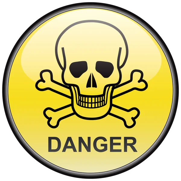 Skull and bones danger vector round hazardous sign — Stock Vector