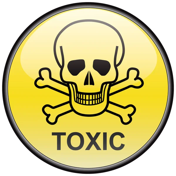 Skull and bones toxic vector round hazardous sign — Stock Vector