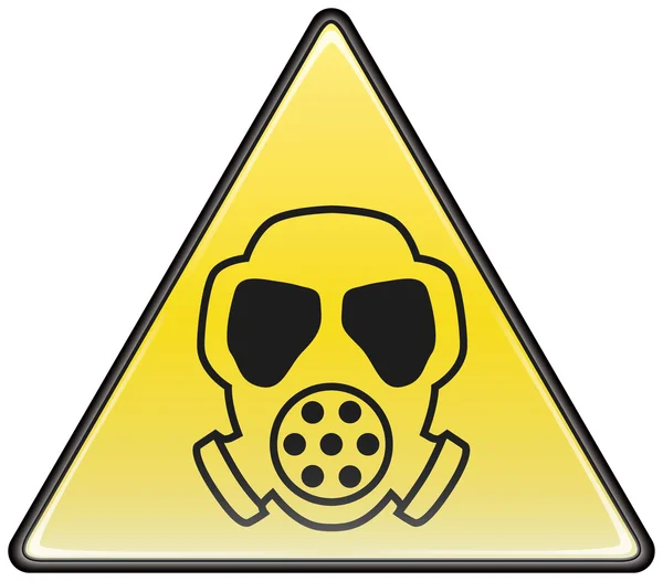 Gasmasker vector driehoek gevaarlijke teken — Stockvector