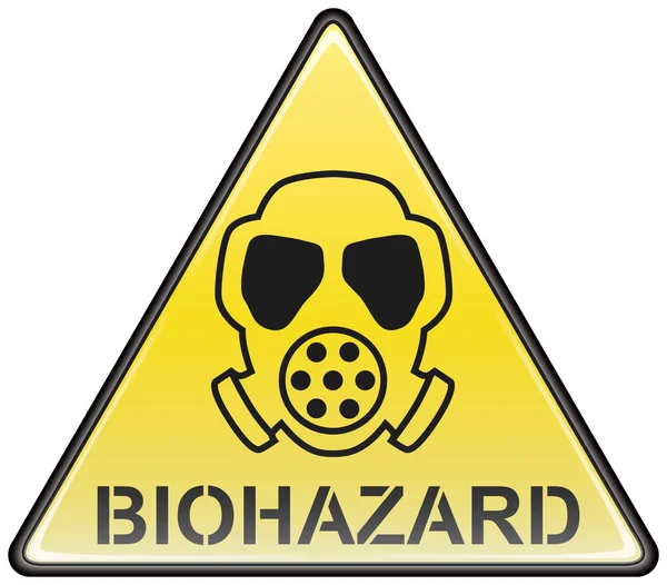 Biohazard gas maschera vettore triangolo segno pericoloso — Vettoriale Stock