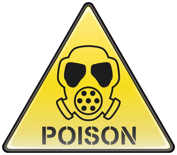 Máscara de gás venenoso vetor triângulo sinal perigoso — Vetor de Stock