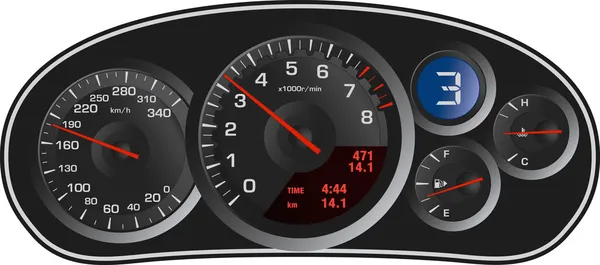 Vector realistic sport car's dashboard — Stock Vector