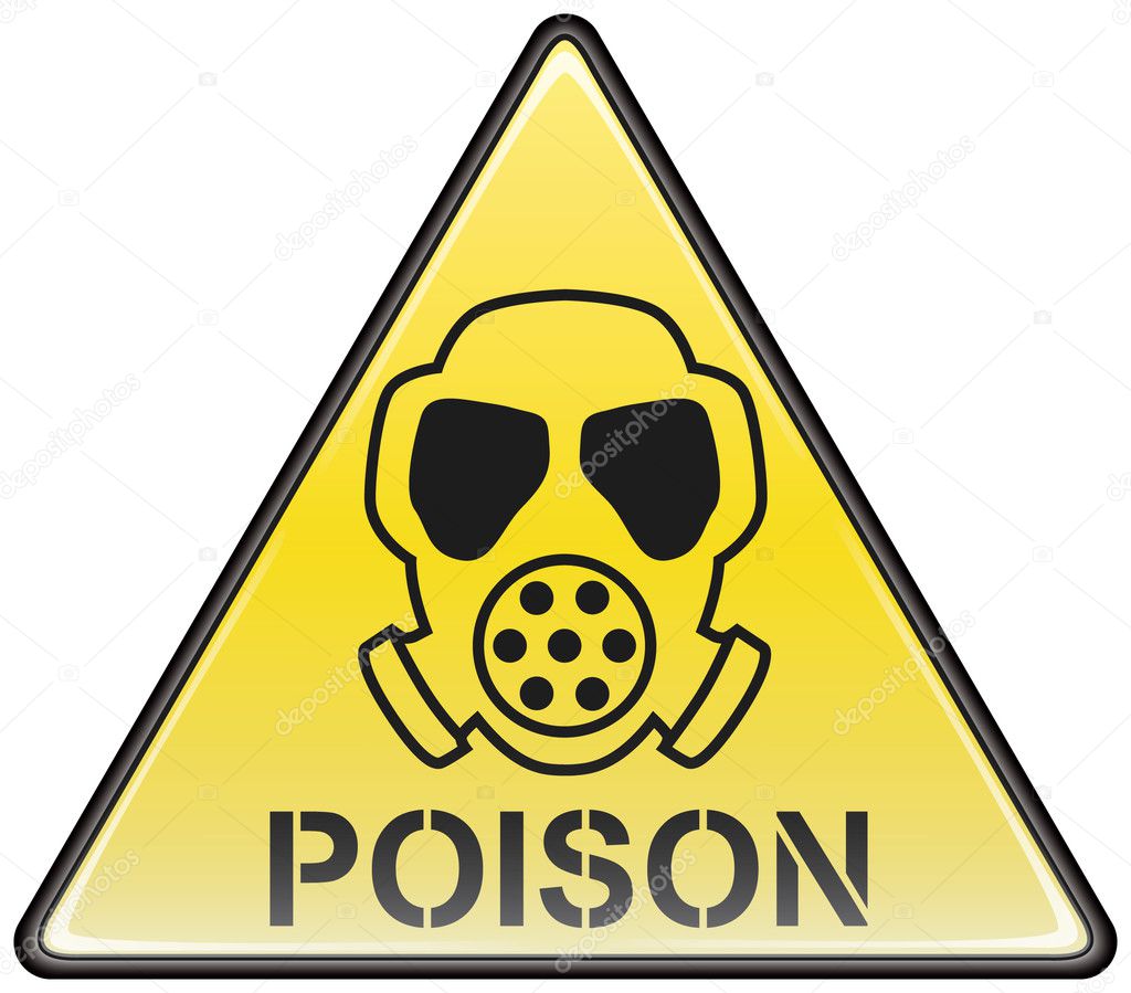 Poison gas mask vector triangle hazardous sign