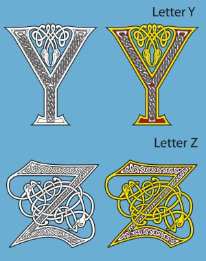 Ancient Celtic alphabet (26 letters) clipart