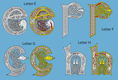 Ancient Celtic alphabet (26 letters) clipart