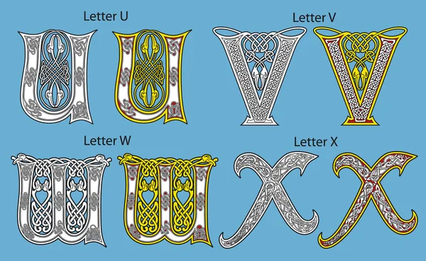 Alfabeto celtico antico (26 lettere ) — Vettoriale Stock