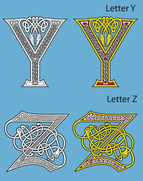 Antigo alfabeto celta (26 letras ) — Vetor de Stock