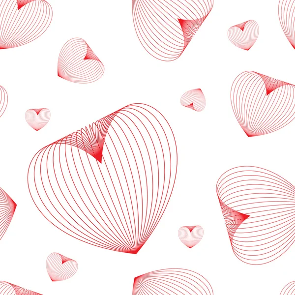 Sömlöst mönster med röda hjärtan — Stock vektor