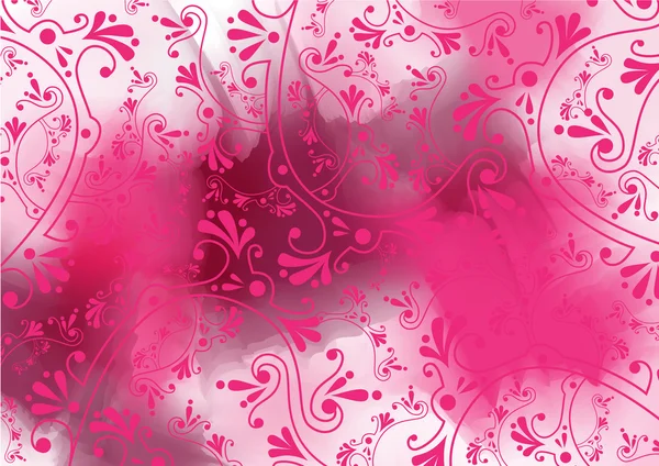 핑크 수채화에 핑크 장식 — 스톡 벡터