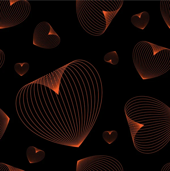 Seamless mönster med orange hjärtan — Stock vektor