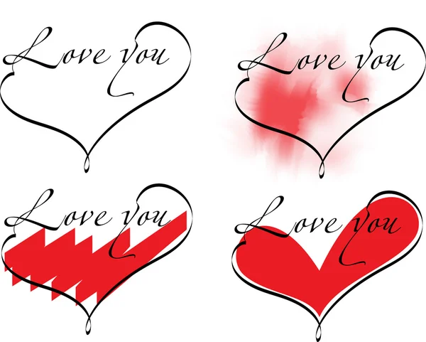 4 szeretlek szívek — Stock Vector