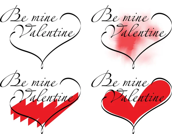 4 valentine hearts — Stock Vector
