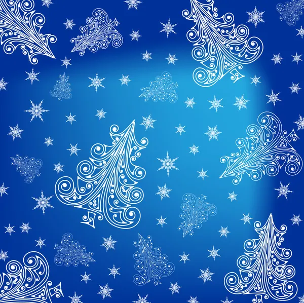圣诞树木蓝色背景 — 图库矢量图片