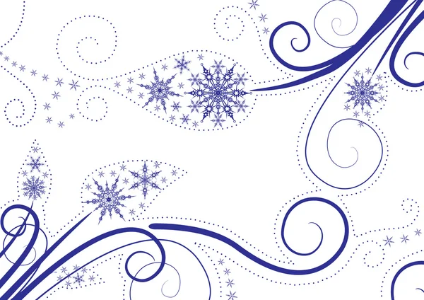 Snowflakes background with leaves — Stock Vector