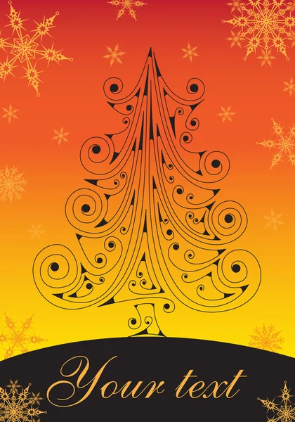 日落圣诞树卡片 — 图库矢量图片