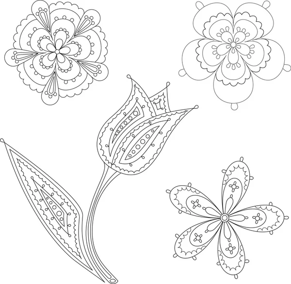 Jolies fleurs abstraites main drawind — Image vectorielle