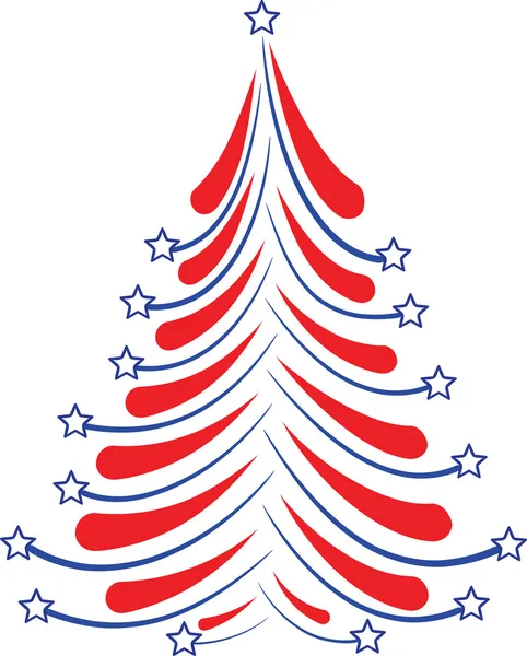 Sterne & Streifen Weihnachtsbaum — Stockvektor