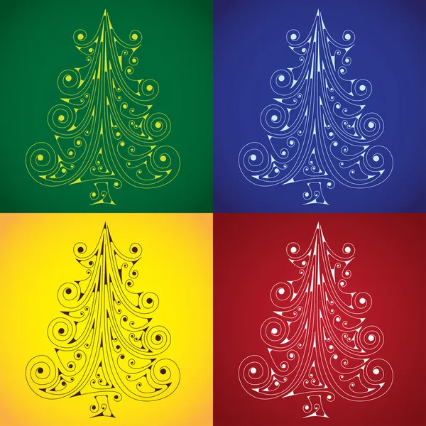 4 árboles de Navidad — Archivo Imágenes Vectoriales