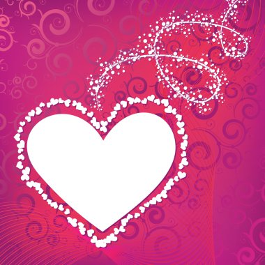 Pink heart frame with curly elements clipart