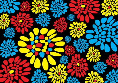 Bright flowers on black background clipart