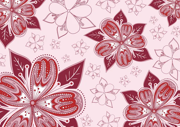红色花卉背景与美丽 flo — 图库矢量图片