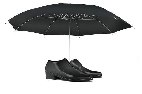 Men's shoes and umbrella — Stock Photo, Image