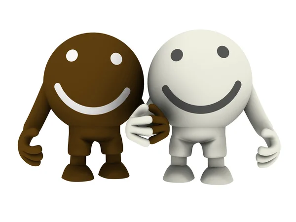 Two smileys holding hands — Stock Photo, Image