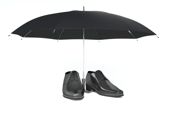 Чоловіче взуття та парасолька — стокове фото