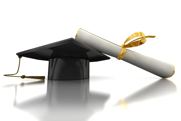Sombrero de soltero y diploma — Foto de Stock