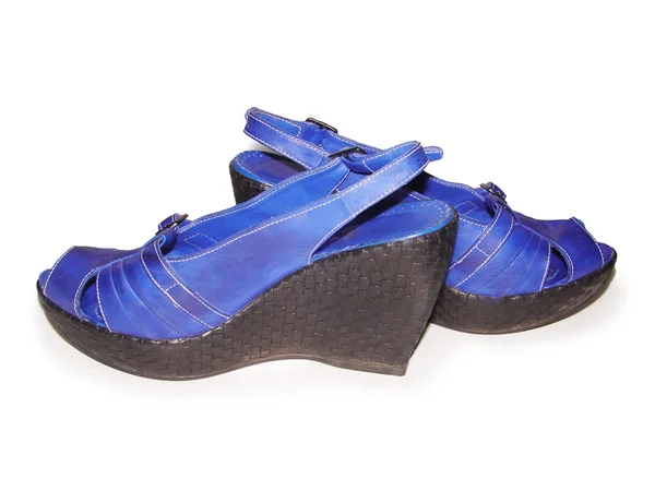 Kvinnans blå skor — Stockfoto