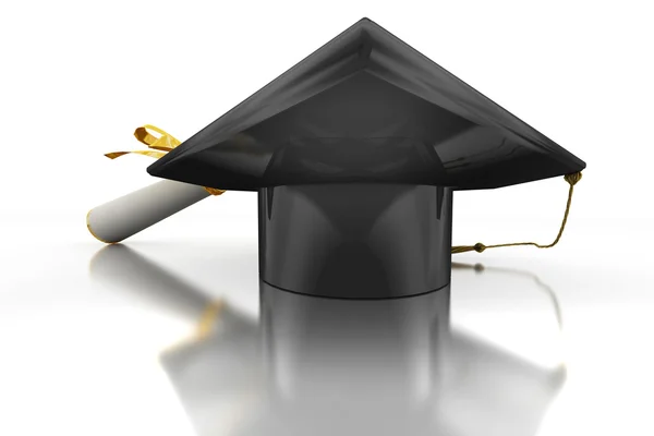 Cappello e diploma di laurea — Foto Stock
