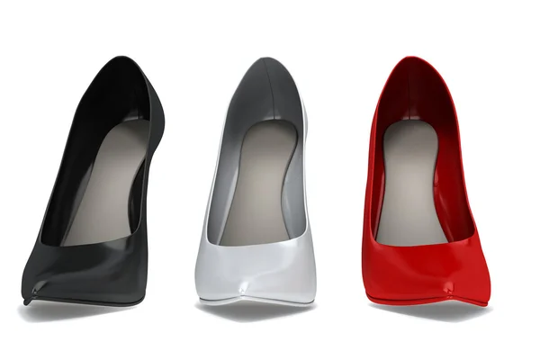 Tři ženské boty — Stock fotografie