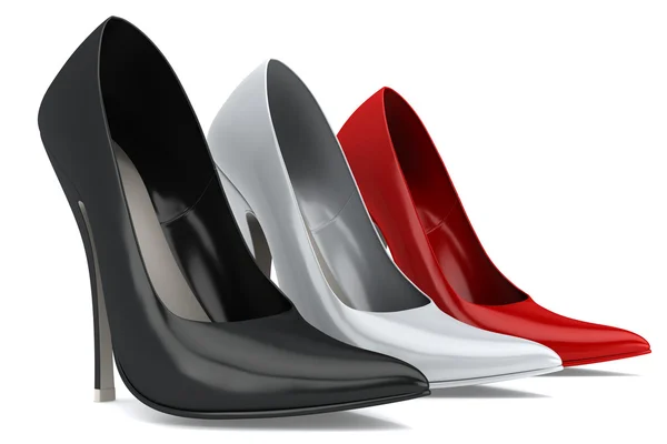 Three woman 's shoes — стоковое фото
