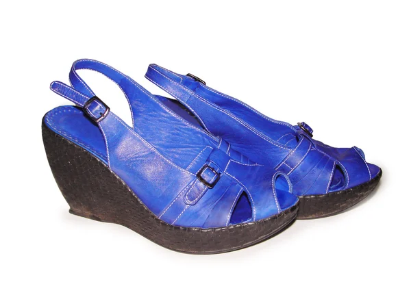 Kvinnans blå skor — Stockfoto