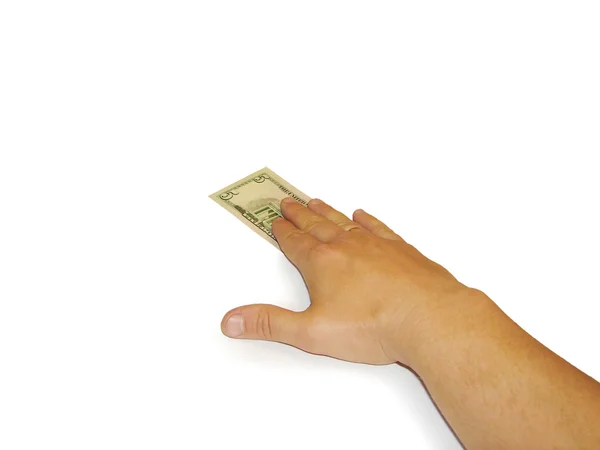 Die Hand, die Banknoten gibt — Stockfoto