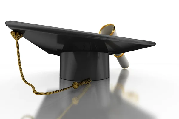 Chapéu de solteiro e diploma — Fotografia de Stock