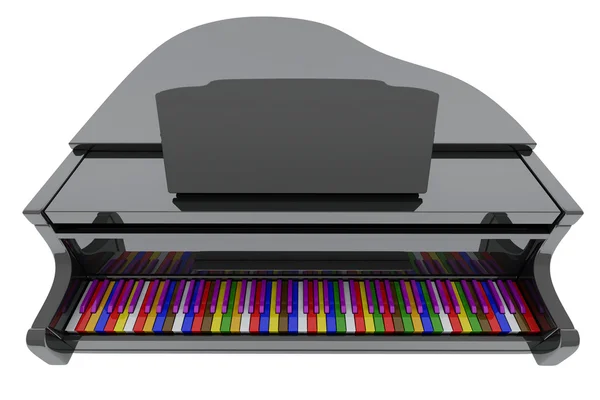 Grand piano met kleurensleutels — Stockfoto